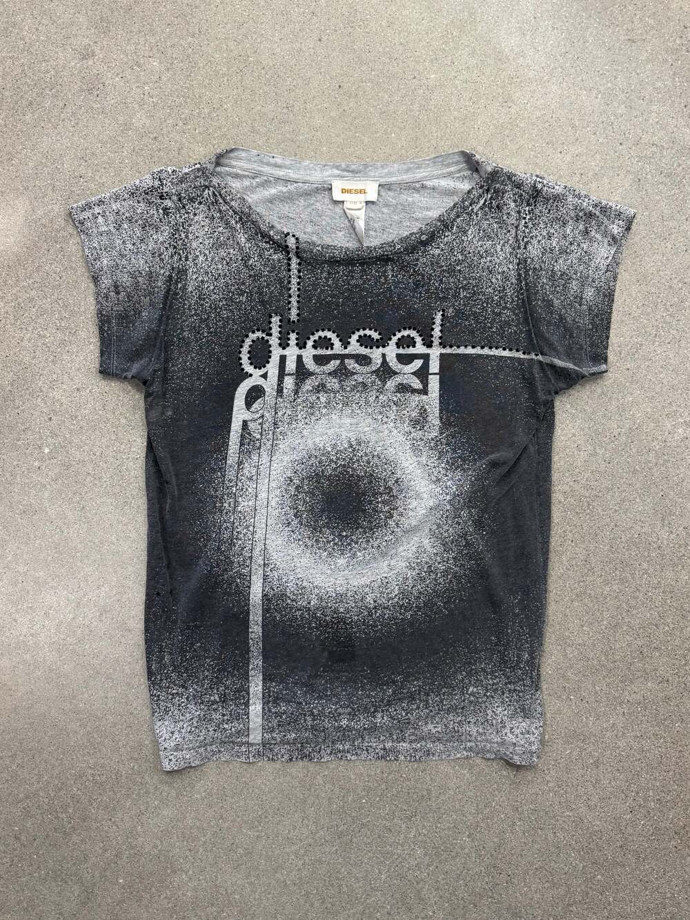 Vintage Y2K Diesel Rhinestone Shadow T-Shirt - M